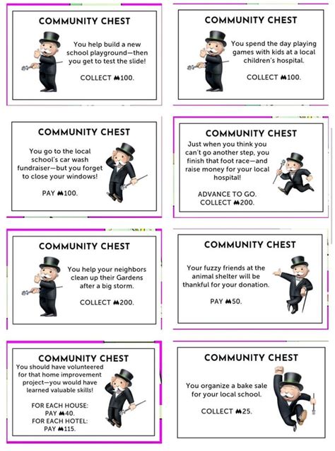 Free Monopoly Chance & Community Chest Cards PDF (Printable Temp.